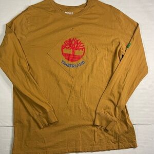 Timberland Brown Graphic Logo Long Sleeve Regular Fit Cotton Men Sz XL